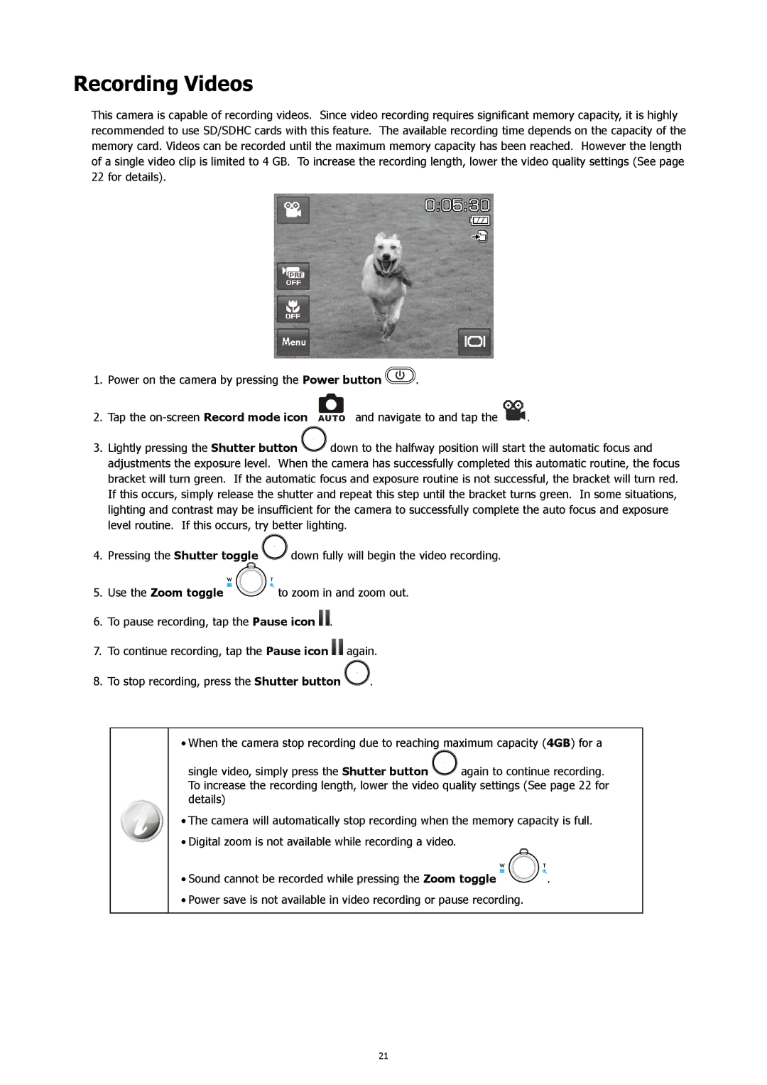 HP 460t manual Recording Videos 