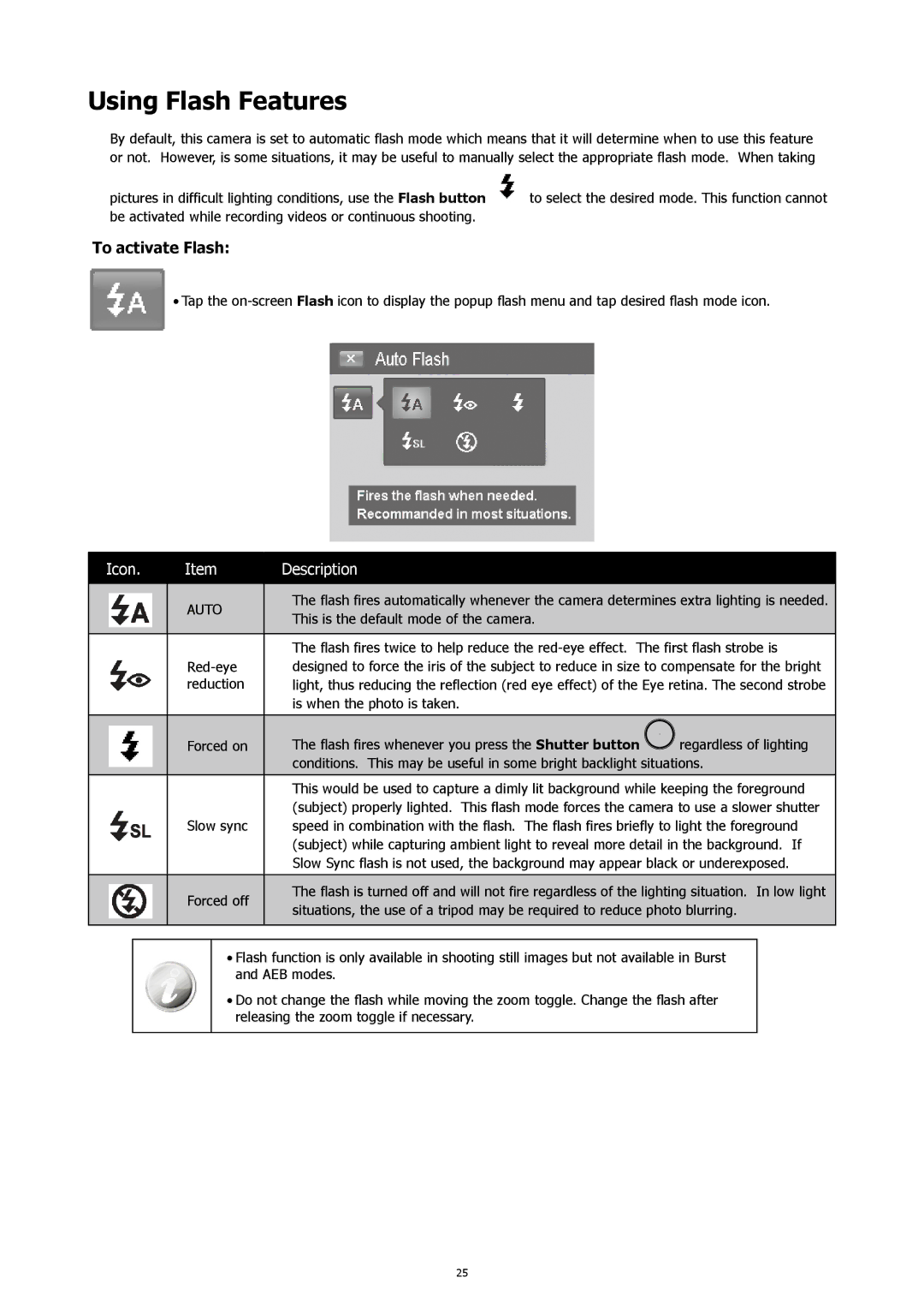 HP 460t manual Using Flash Features, To activate Flash 