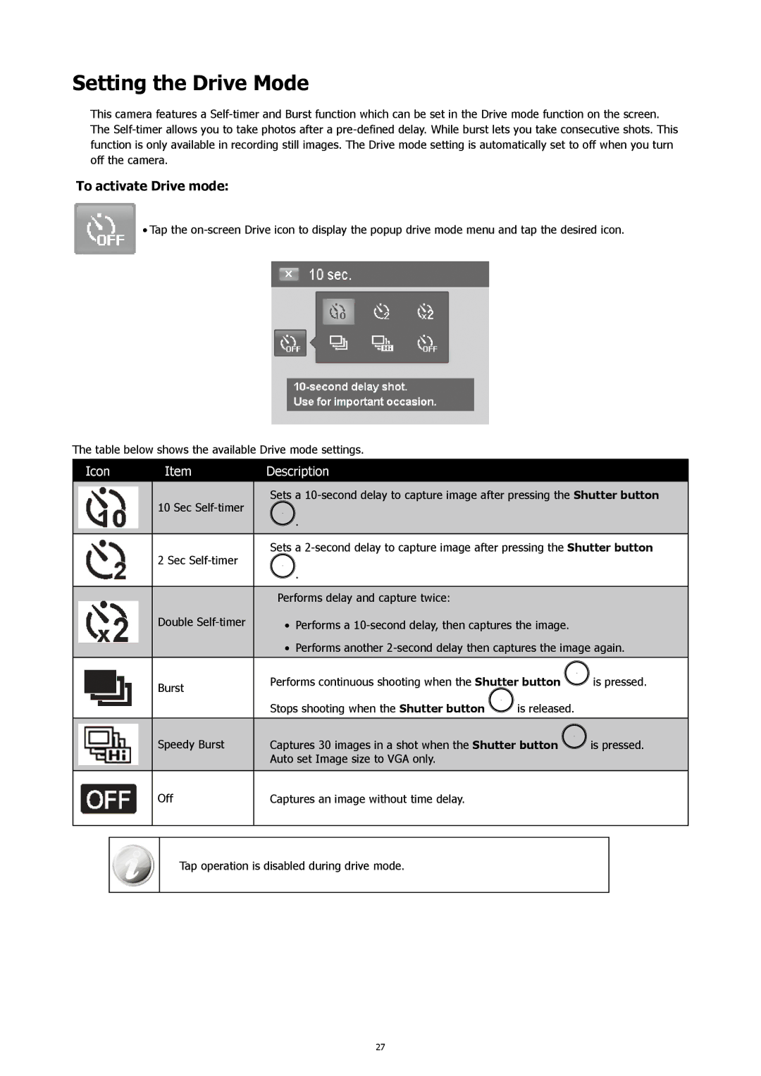 HP 460t manual Setting the Drive Mode, To activate Drive mode 