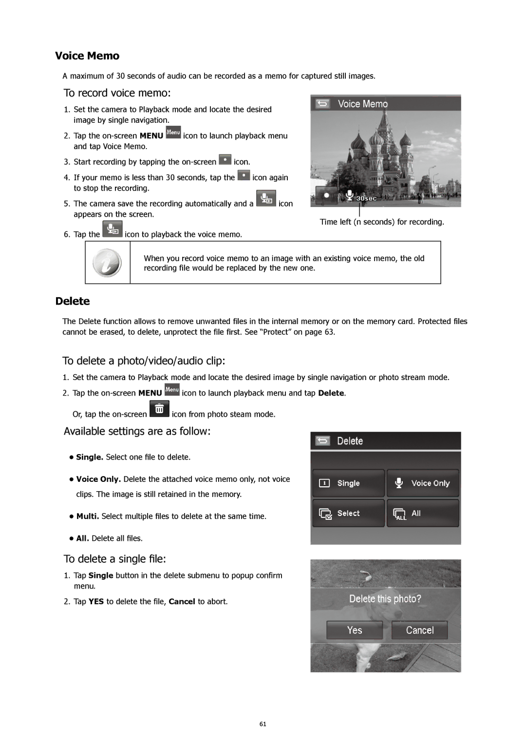 HP 460t manual Voice Memo, Delete 