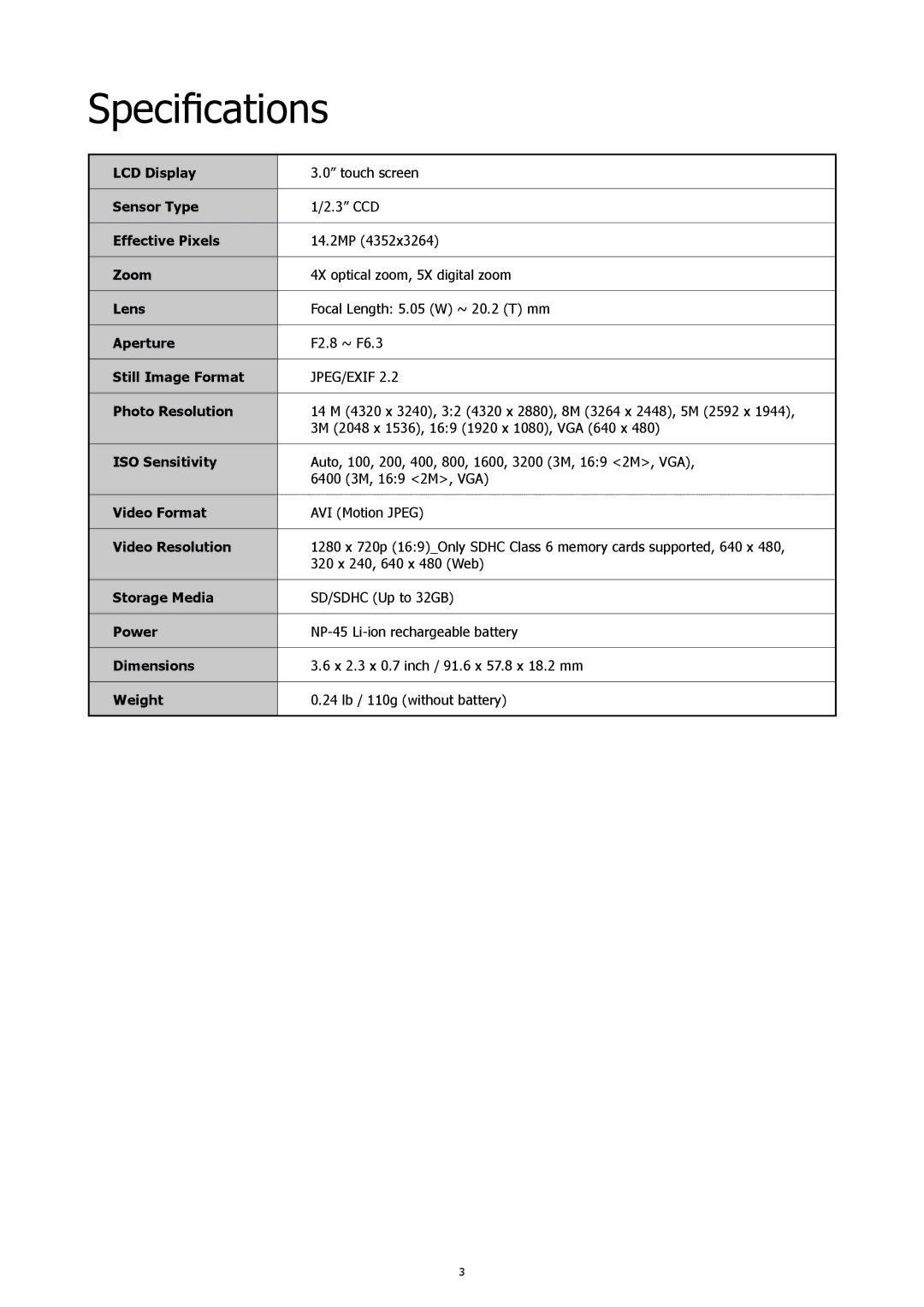 HP 460t manual Specifications, Photo Resolution 