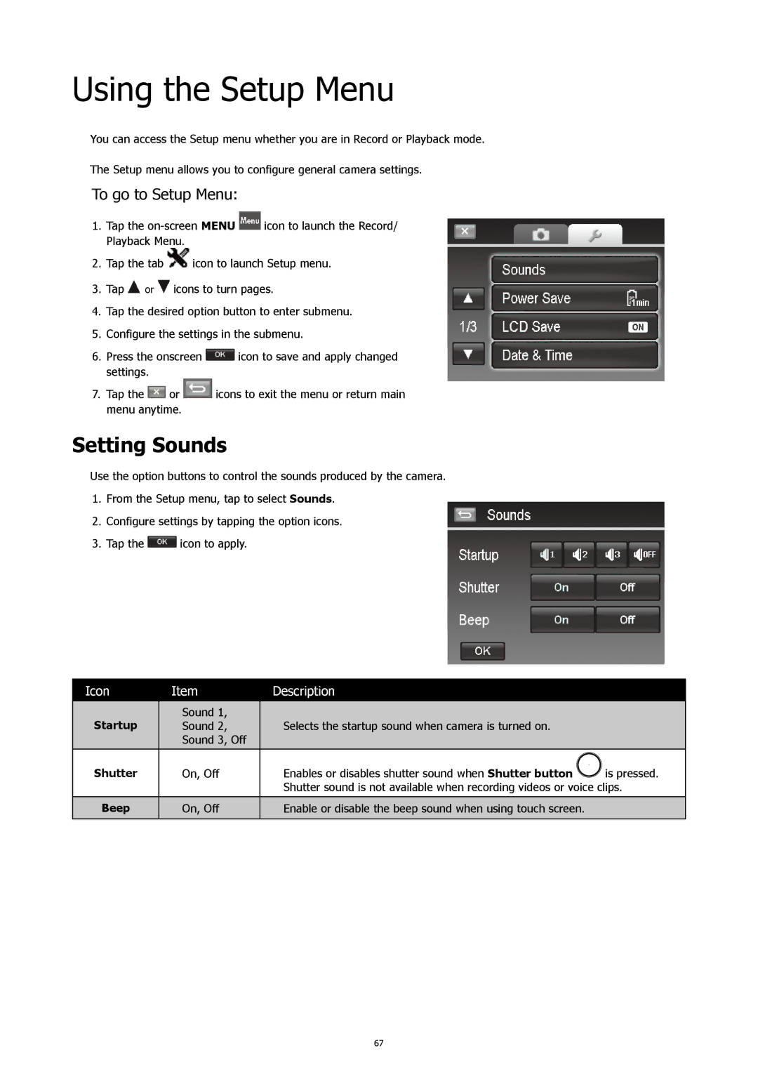 HP 460t manual Using the Setup Menu, Setting Sounds, To go to Setup Menu 