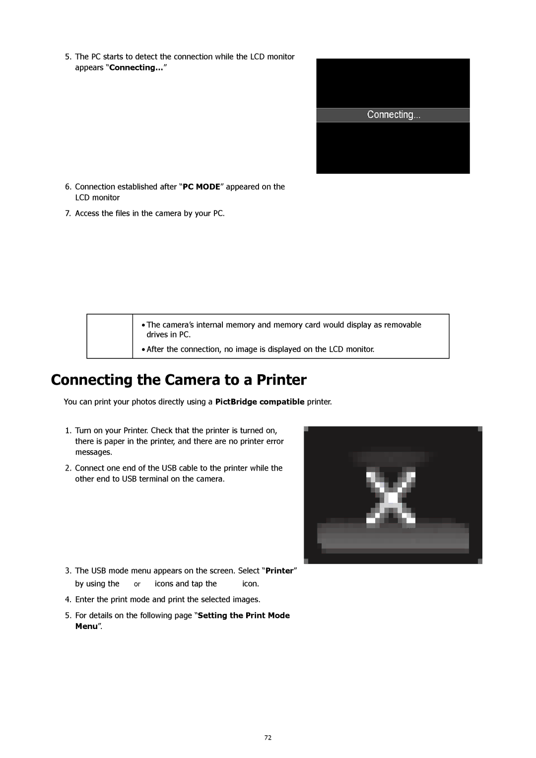 HP 460t manual Connecting the Camera to a Printer 