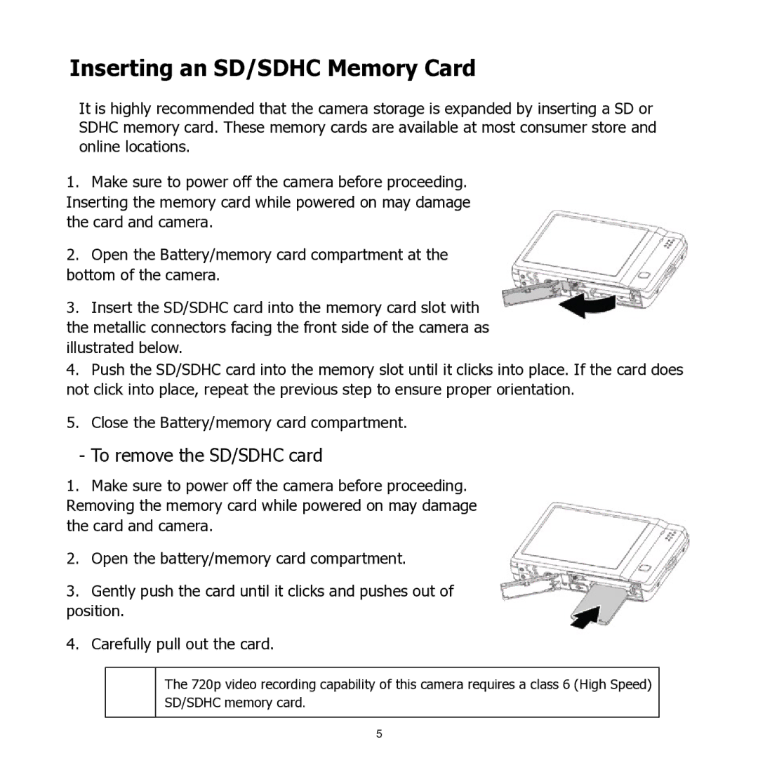 HP 460t manual Inserting an SD/SDHC Memory Card, To remove the SD/SDHC card 