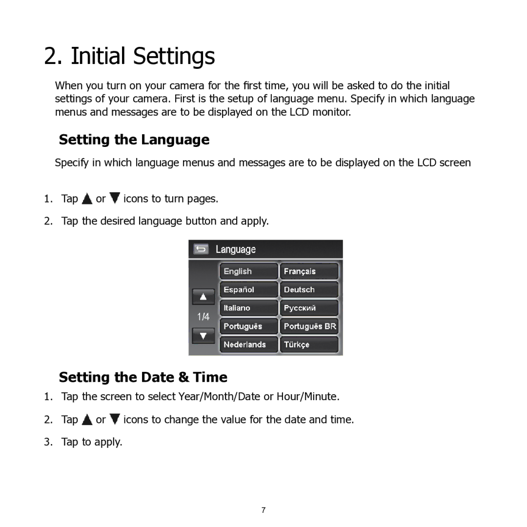 HP 460t manual Initial Settings, Setting the Language, Setting the Date & Time 