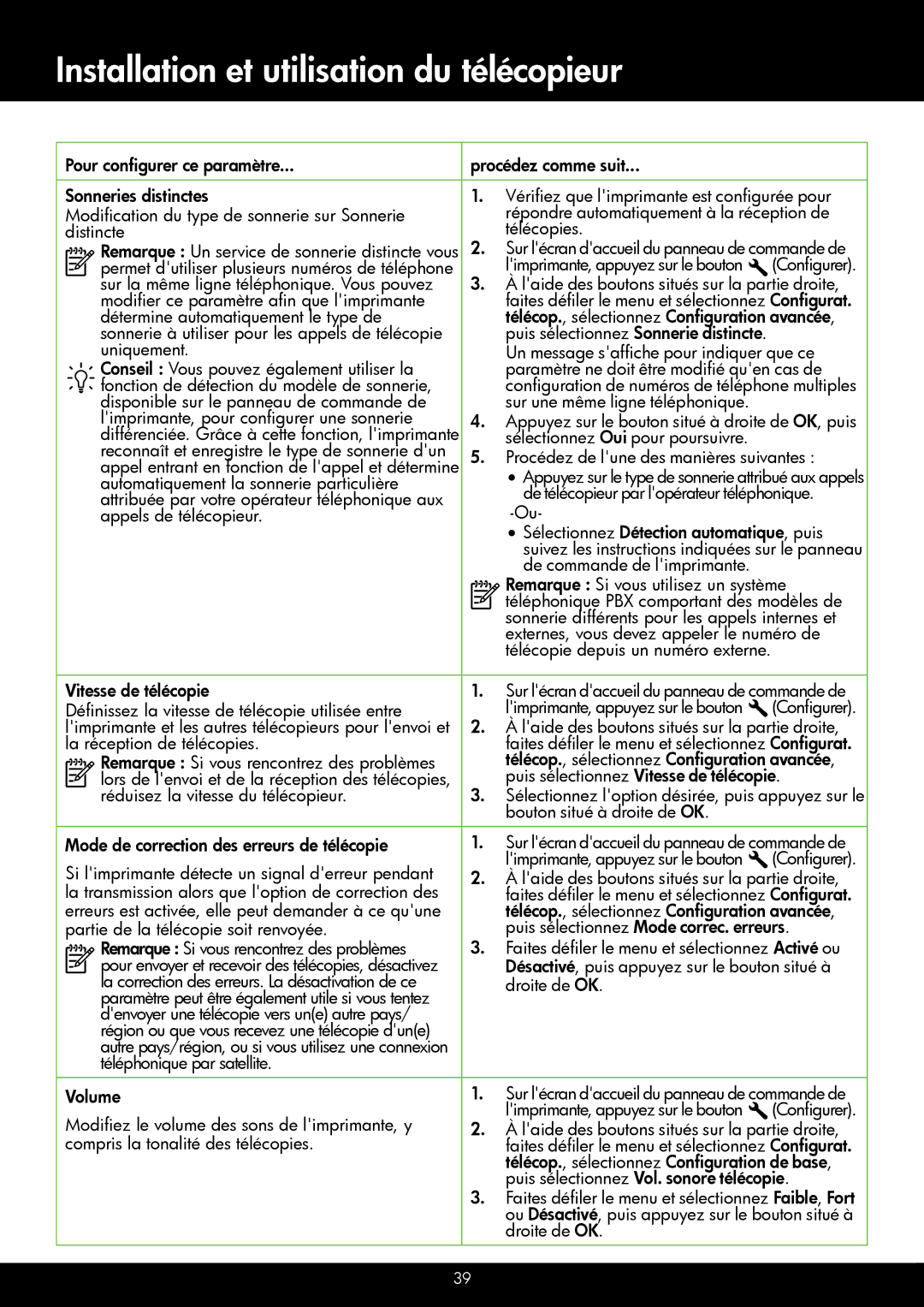 HP 4620, 4622 manual Vitesse de télécopie, Définissez la vitesse de télécopie utilisée entre, Droite de OK 