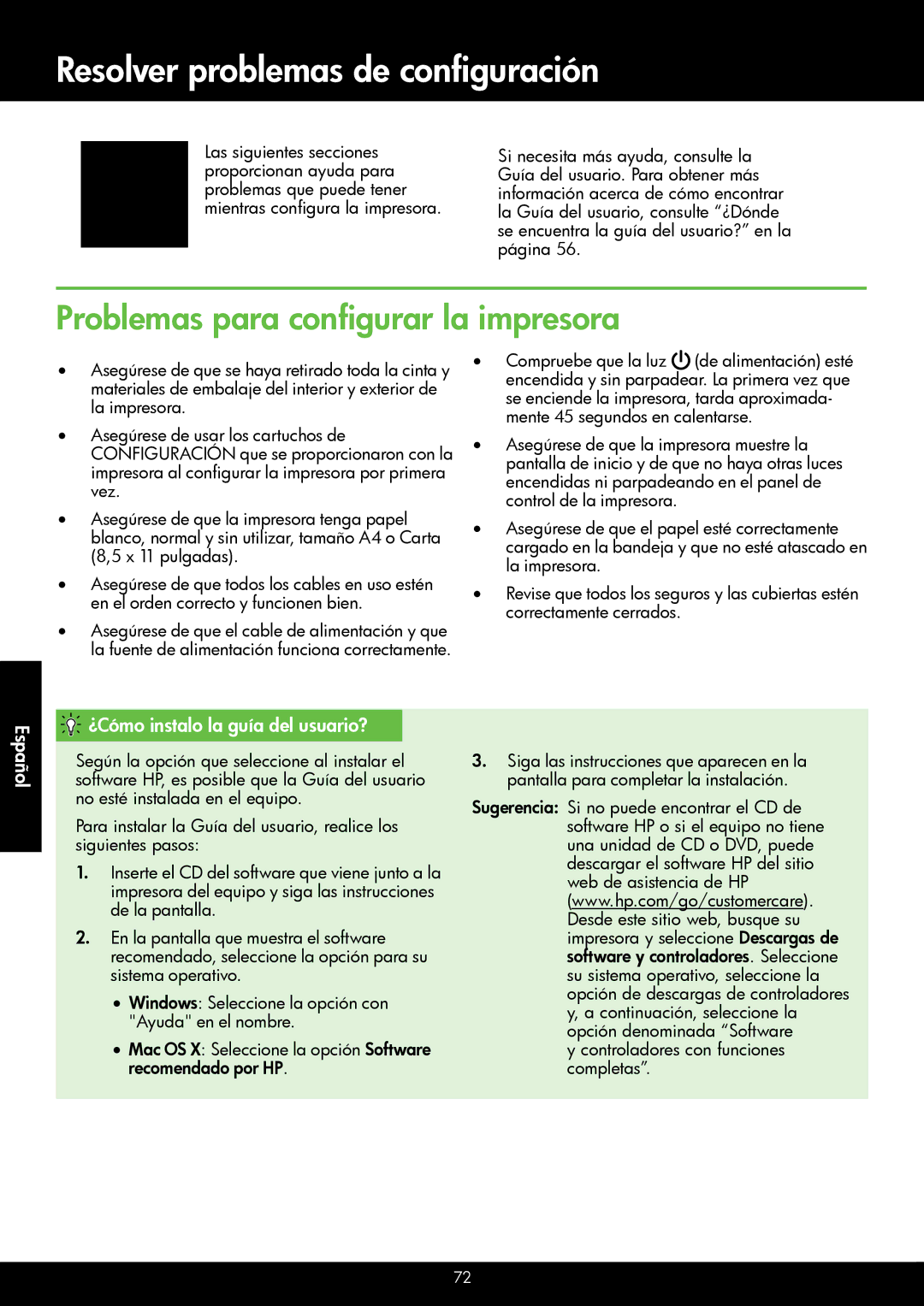 HP 4622, 4620 manual Resolver problemas de configuración, Problemas para configurar la impresora, Página 