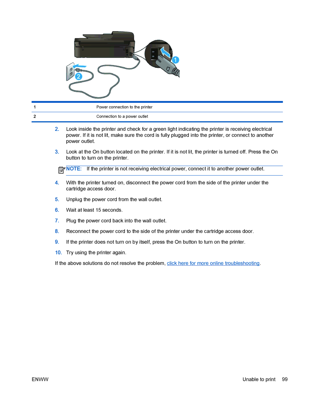 HP 4630 e manual Power connection to the printer 