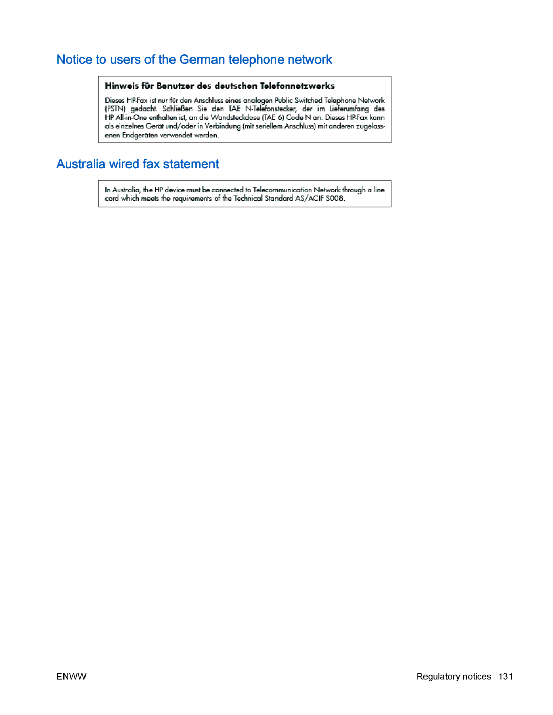 HP 4630 e manual Australia wired fax statement 