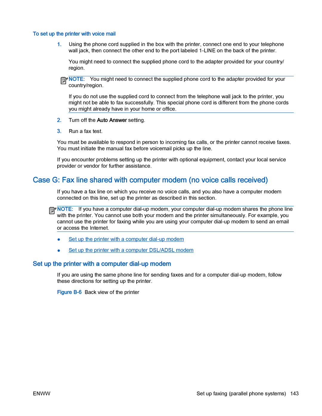 HP 4630 e manual Set up the printer with a computer dial-up modem, To set up the printer with voice mail 