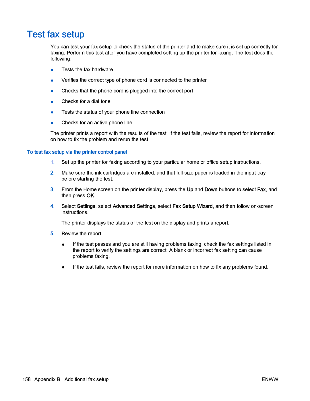 HP 4630 e manual Test fax setup, To test fax setup via the printer control panel 