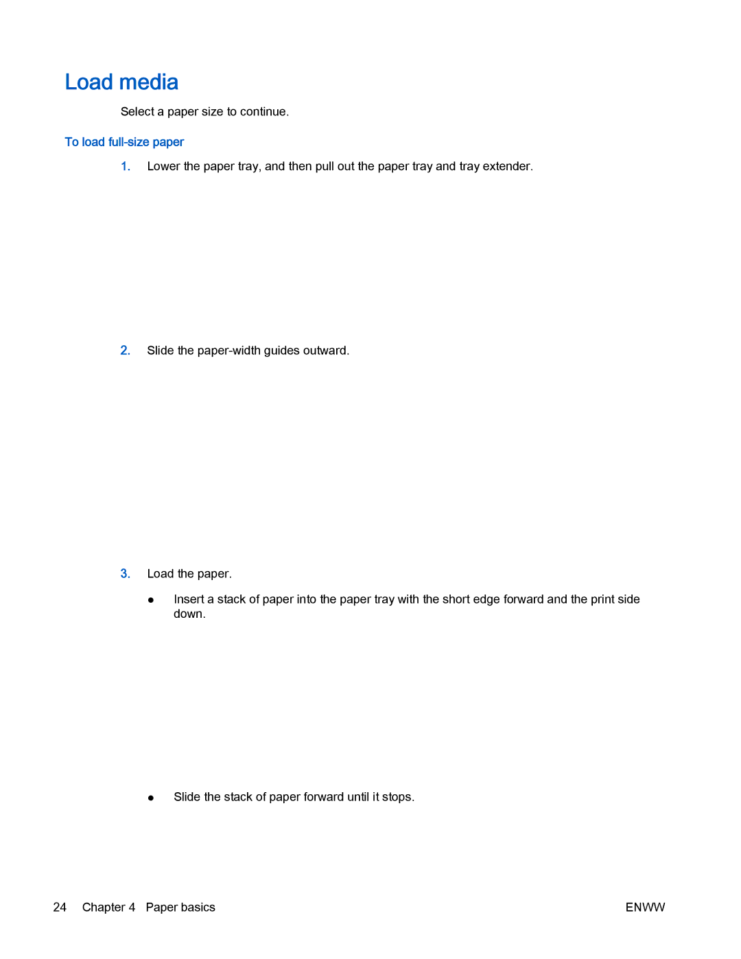 HP 4630 e manual Load media, To load full-size paper 