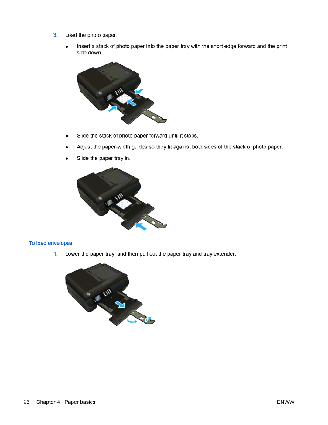 HP 4630 e manual To load envelopes 