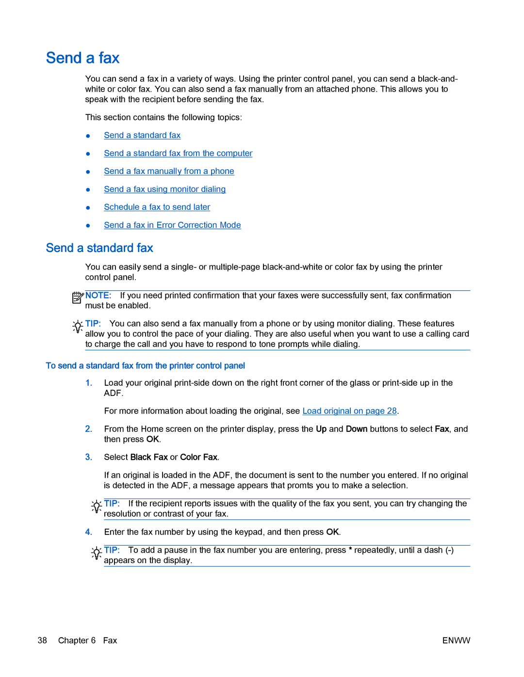 HP 4630 e manual Send a fax, Send a standard fax, To send a standard fax from the printer control panel 