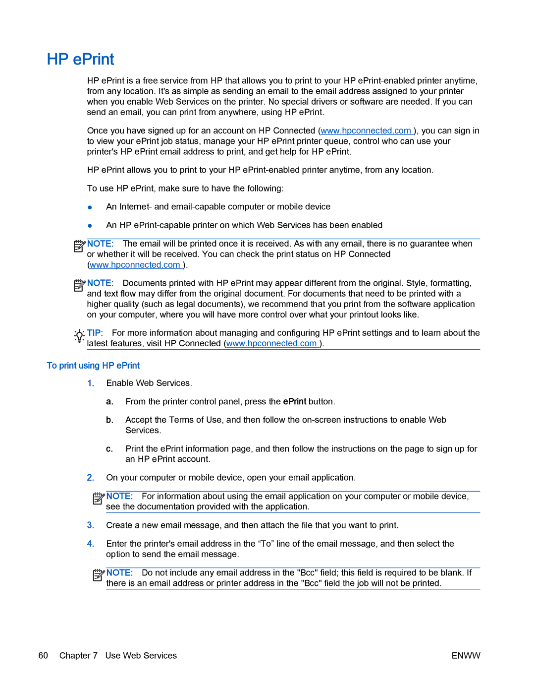 HP 4630 e manual To print using HP ePrint 