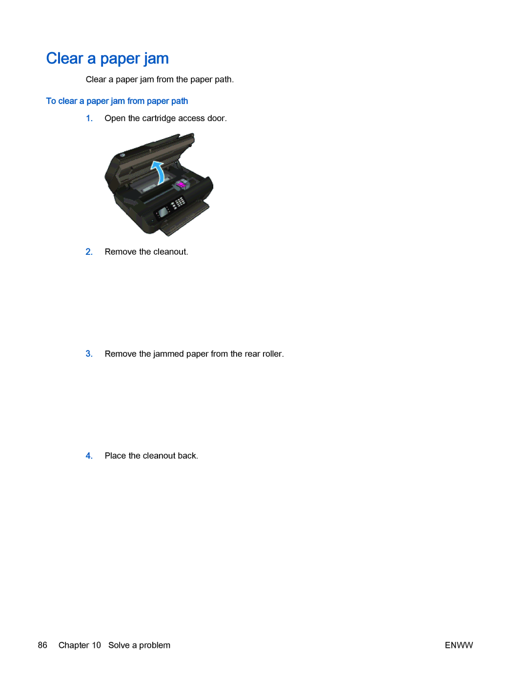 HP 4630 e manual Clear a paper jam, To clear a paper jam from paper path 