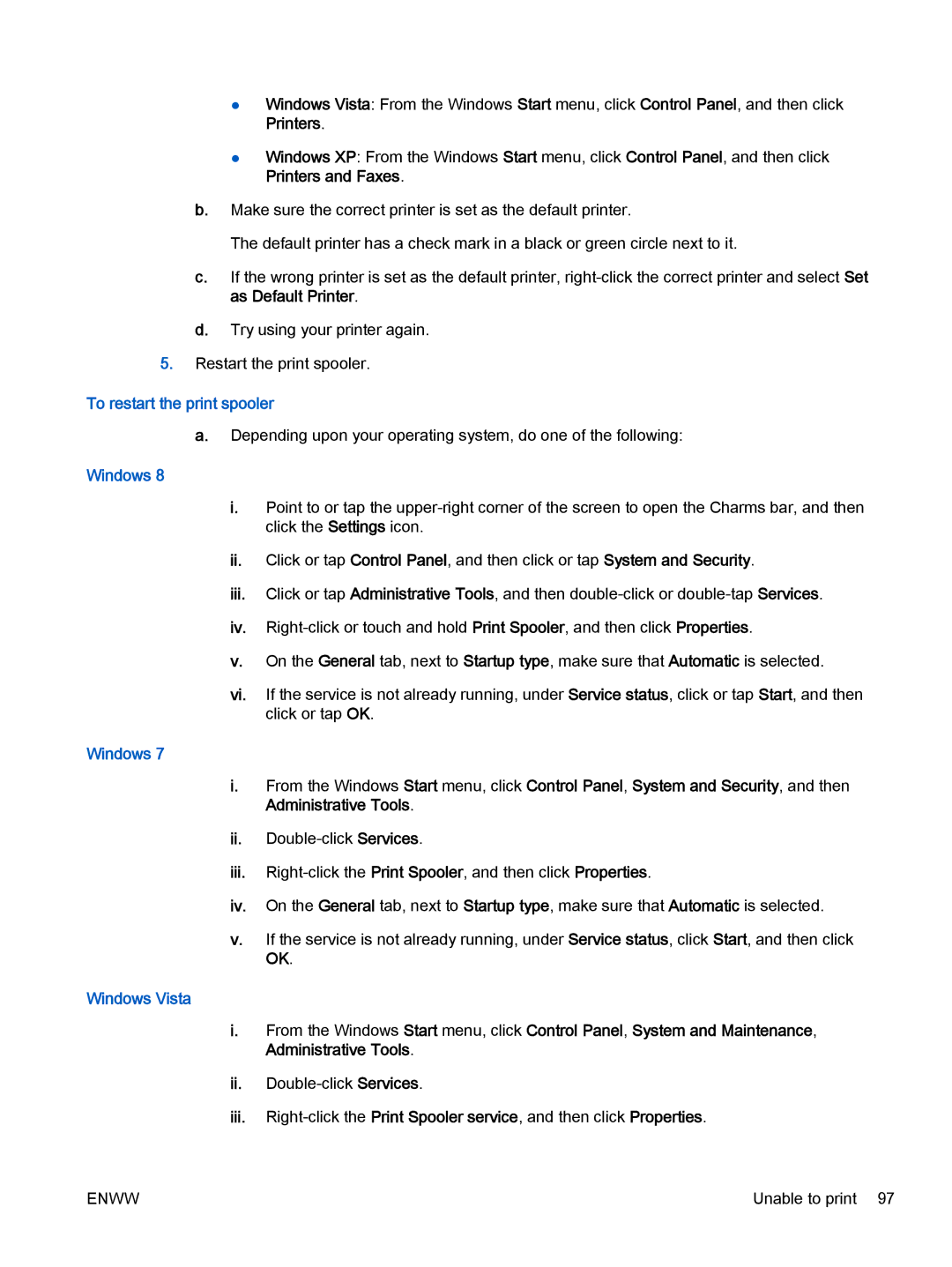HP 4632, 4635 manual To restart the print spooler, Windows Vista 