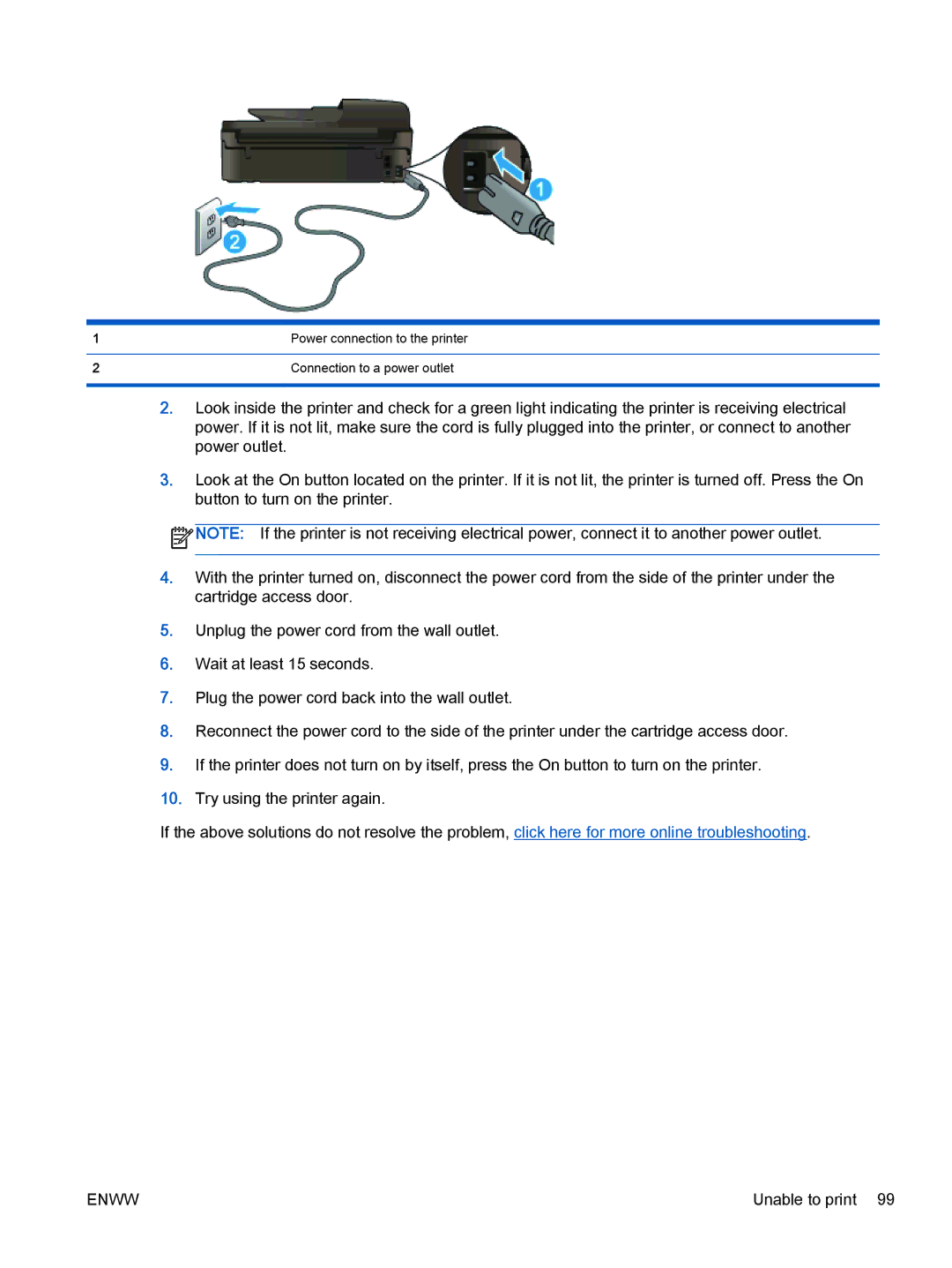 HP 4632, 4635 manual Power connection to the printer 