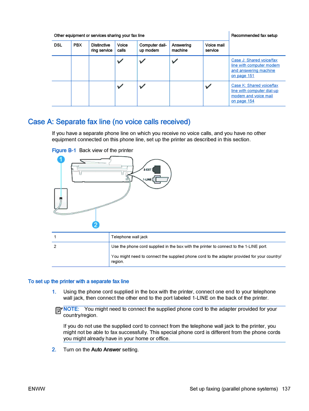 HP 4632, 4635 manual Case a Separate fax line no voice calls received, To set up the printer with a separate fax line 