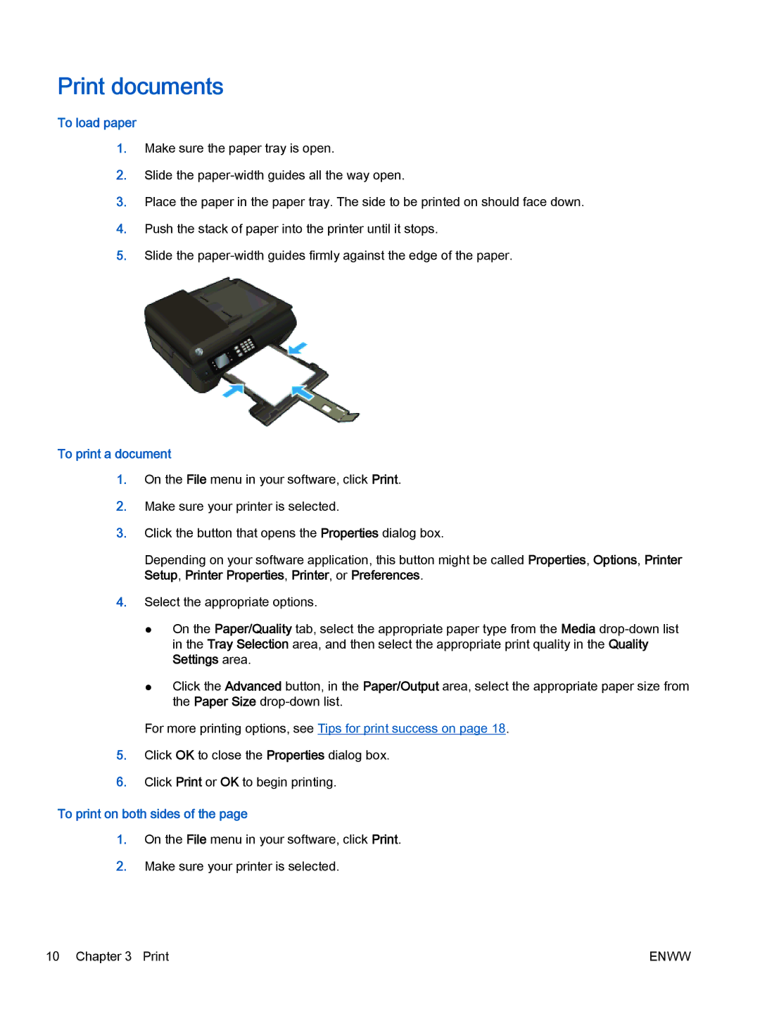 HP 4635, 4632 manual Print documents, To load paper, To print a document, To print on both sides 