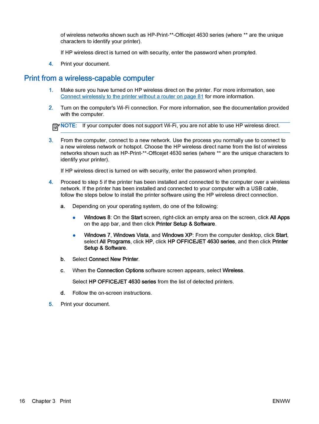 HP 4635, 4632 manual Print from a wireless-capable computer, Select Connect New Printer 