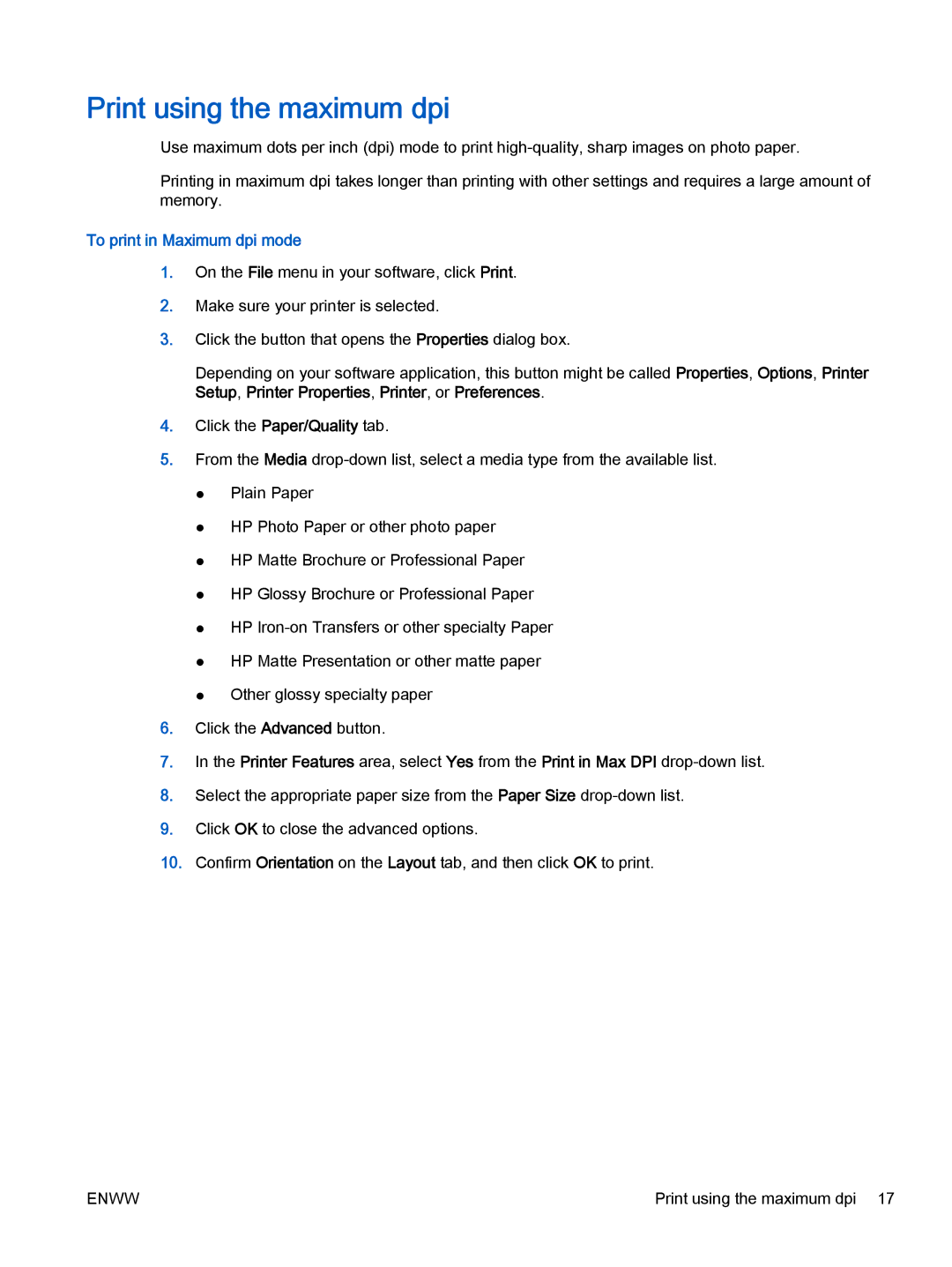 HP 4632, 4635 manual Print using the maximum dpi, To print in Maximum dpi mode 