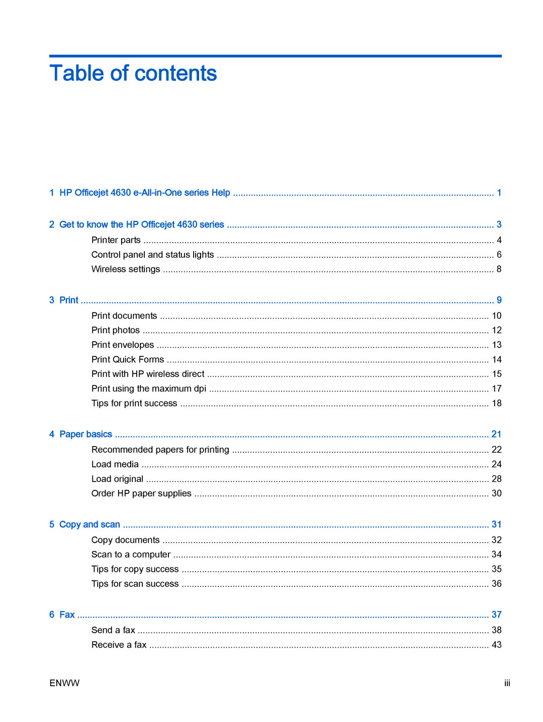 HP 4632, 4635 manual Table of contents 