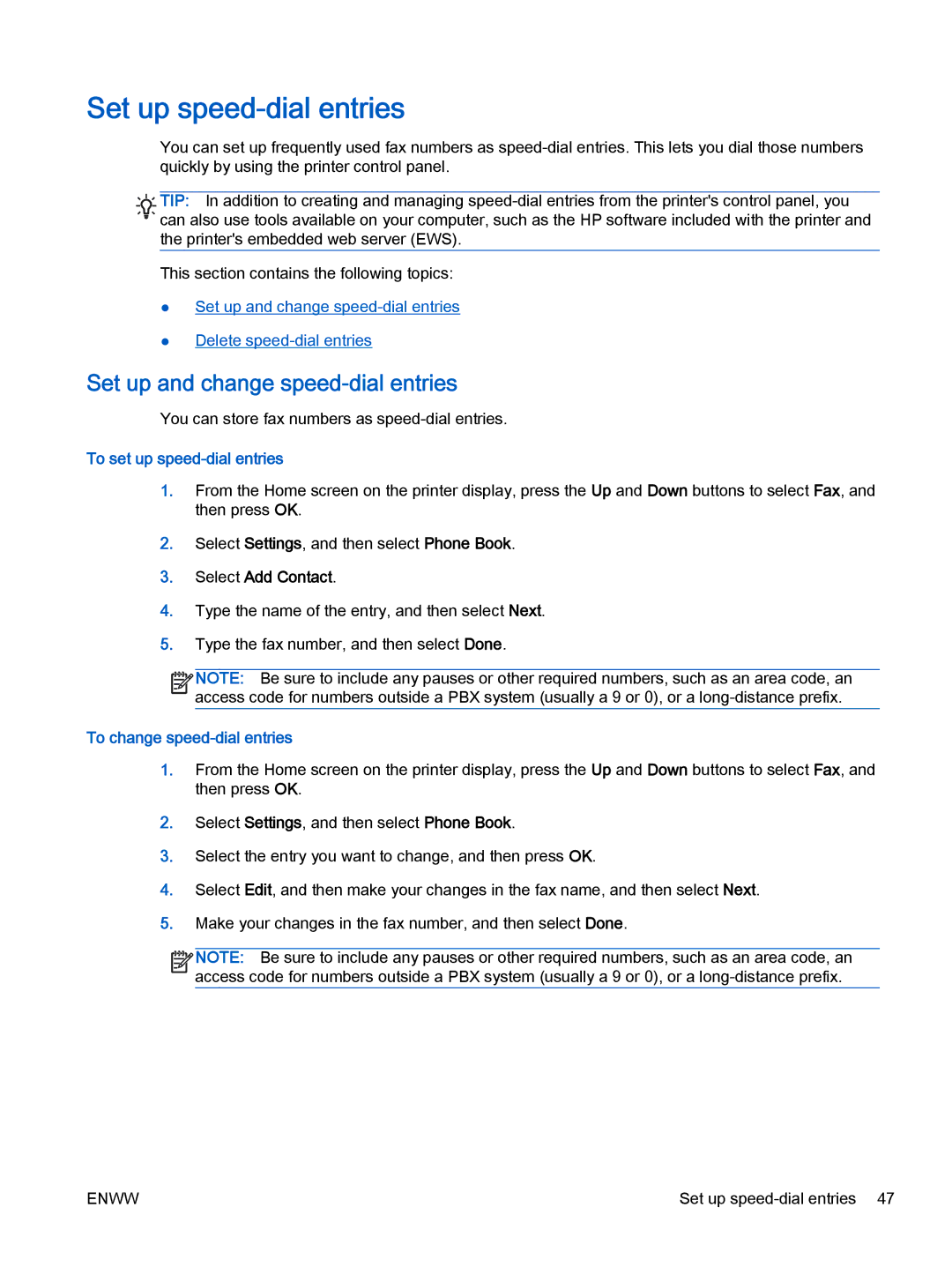 HP 4632, 4635 manual Set up speed-dial entries, Set up and change speed-dial entries, To set up speed-dial entries 