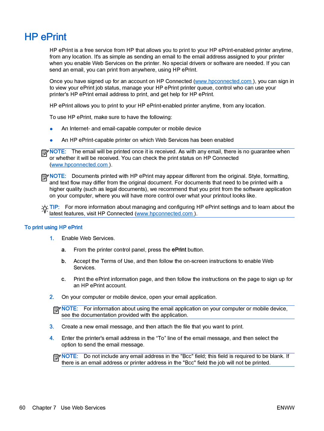 HP 4635, 4632 manual To print using HP ePrint 