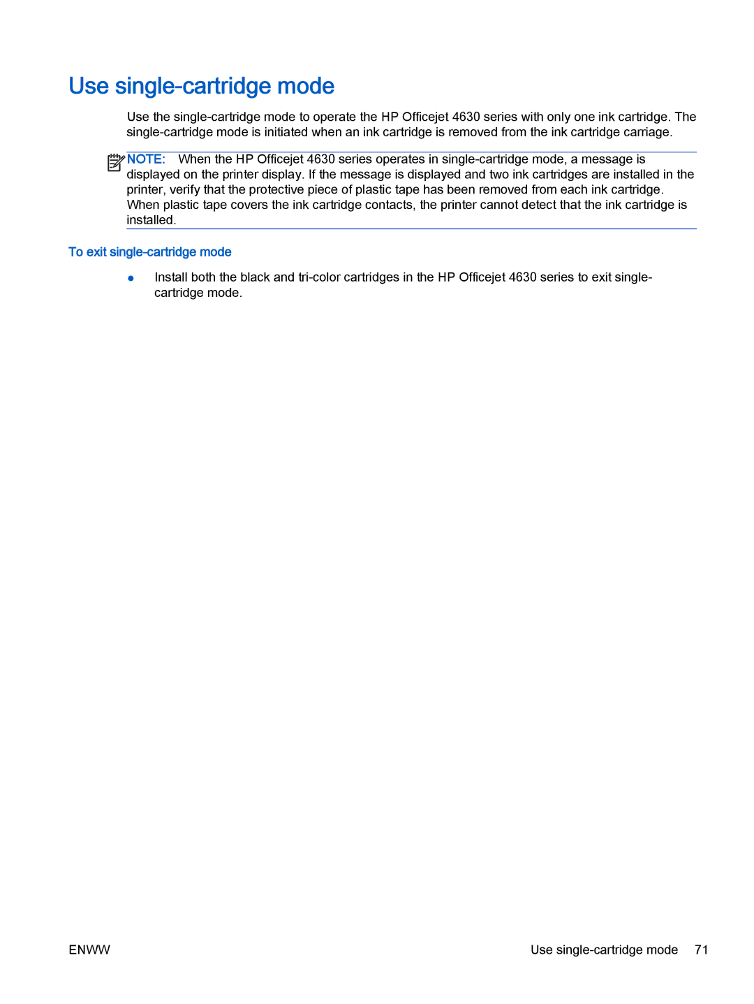 HP 4632, 4635 manual Use single-cartridge mode, To exit single-cartridge mode 