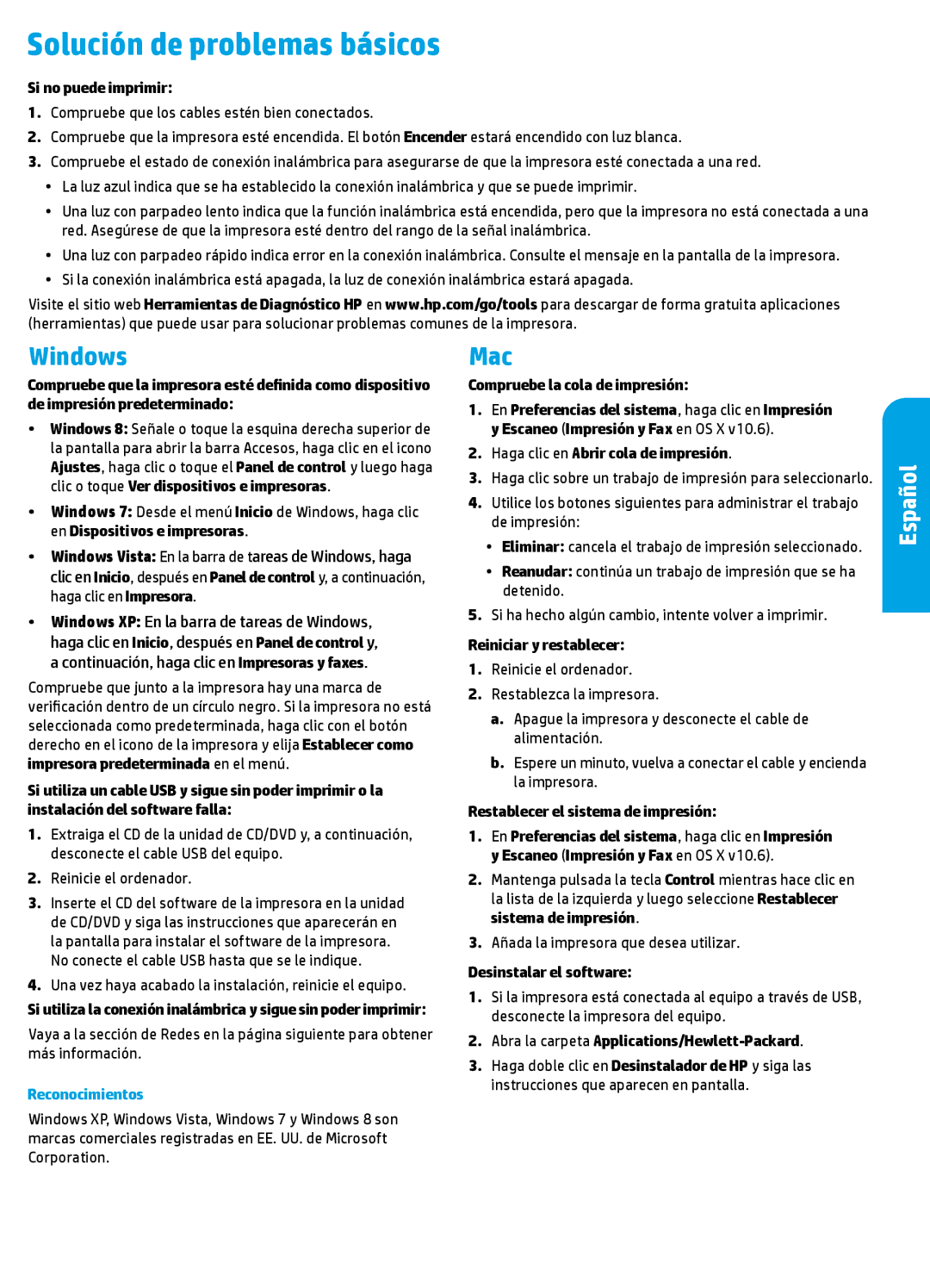 HP 4635 manual Solución de problemas básicos, Reconocimientos 