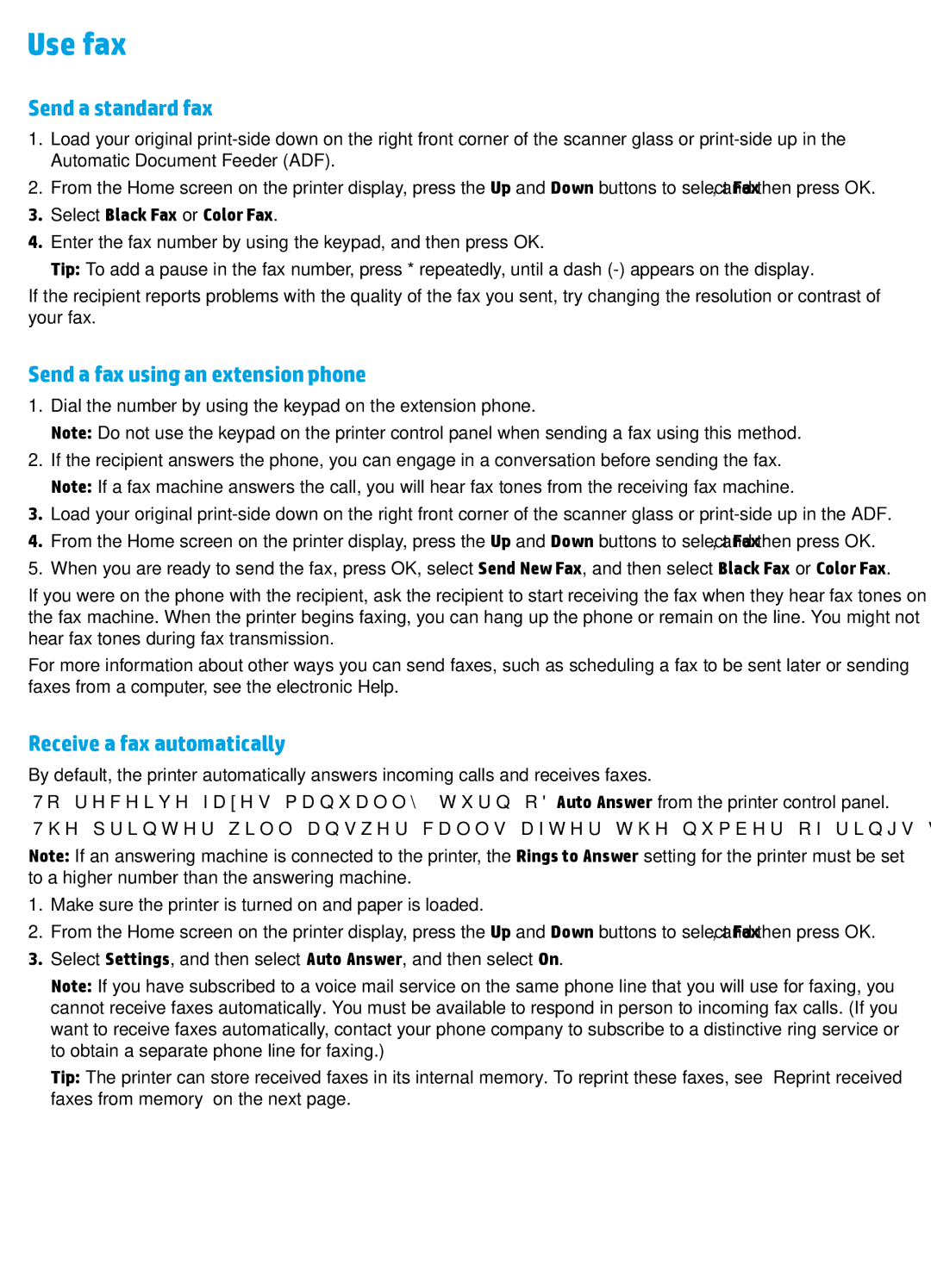 HP 4635 manual Use fax, Send a standard fax, Send a fax using an extension phone, Receive a fax automatically 