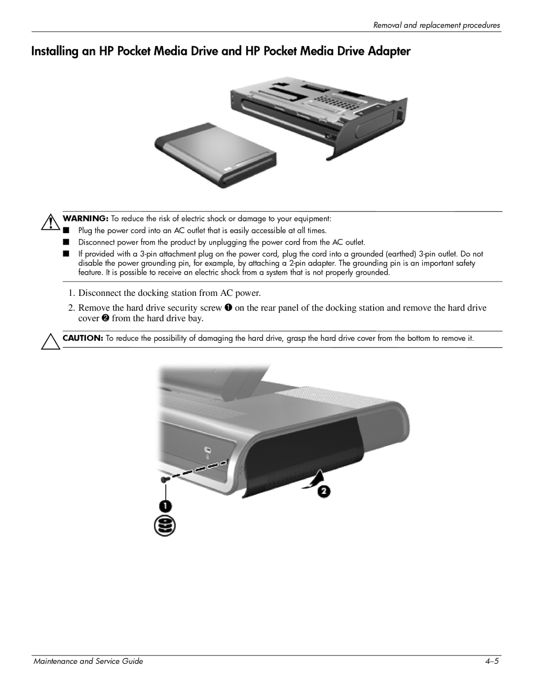 HP 463777-001 manual Removal and replacement procedures 