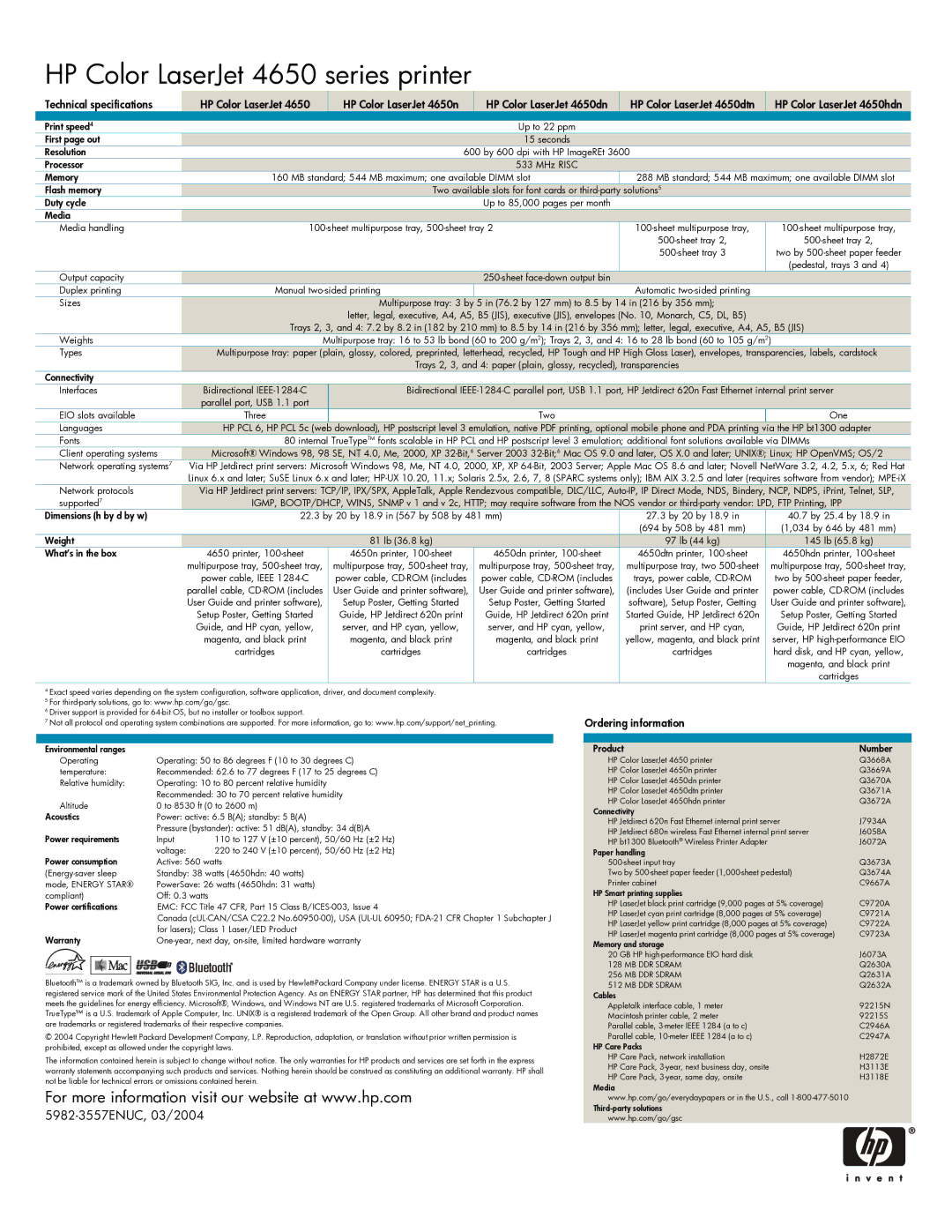 HP 4650 manual 5982-3557ENUC, 03/2004 