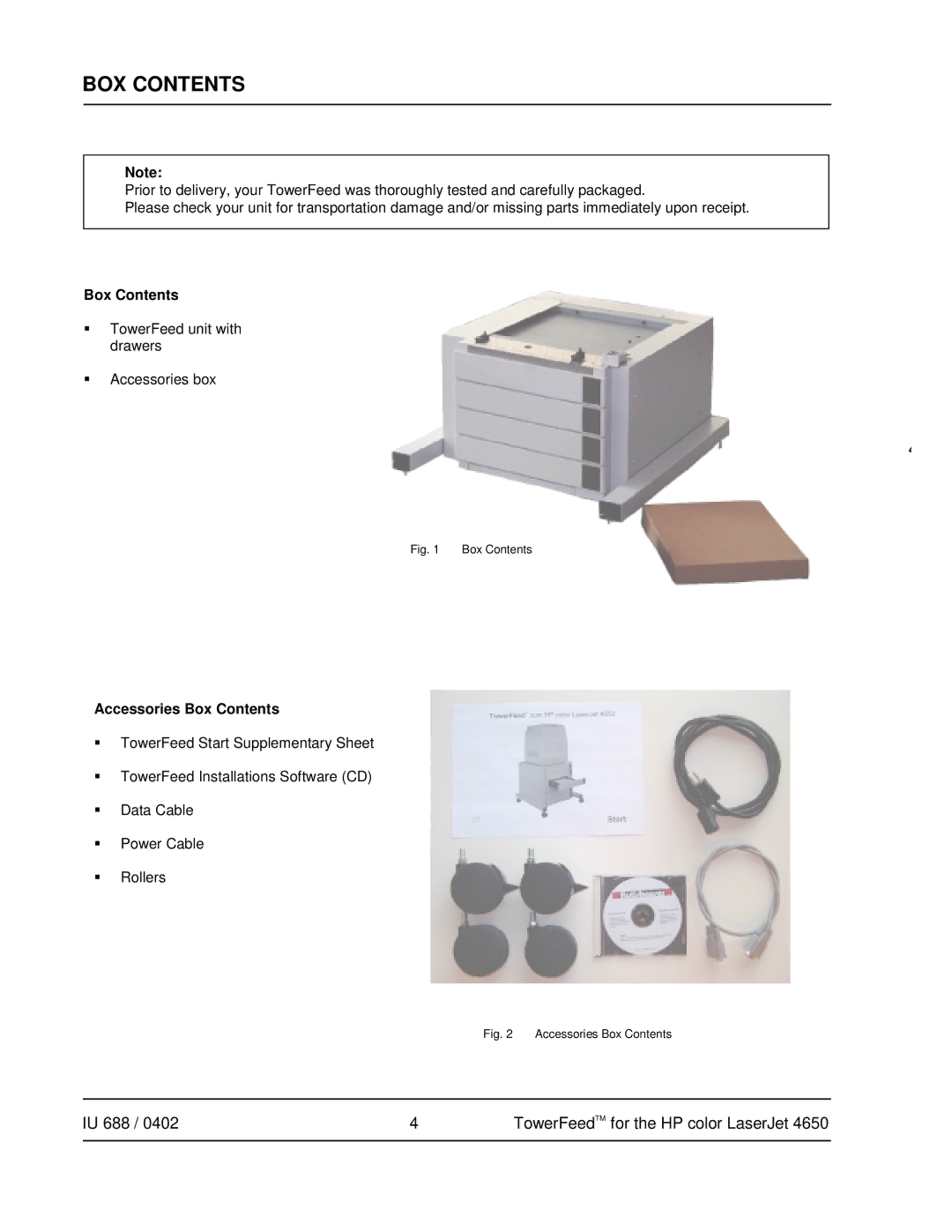 HP 4650 manual BOX Contents 