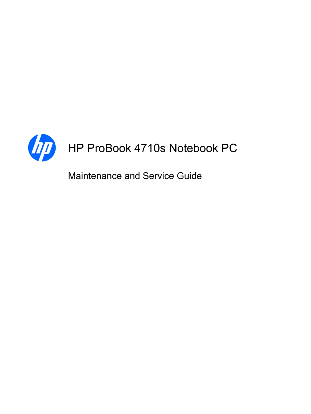 HP 4710S manual HP ProBook 4710s Notebook PC 