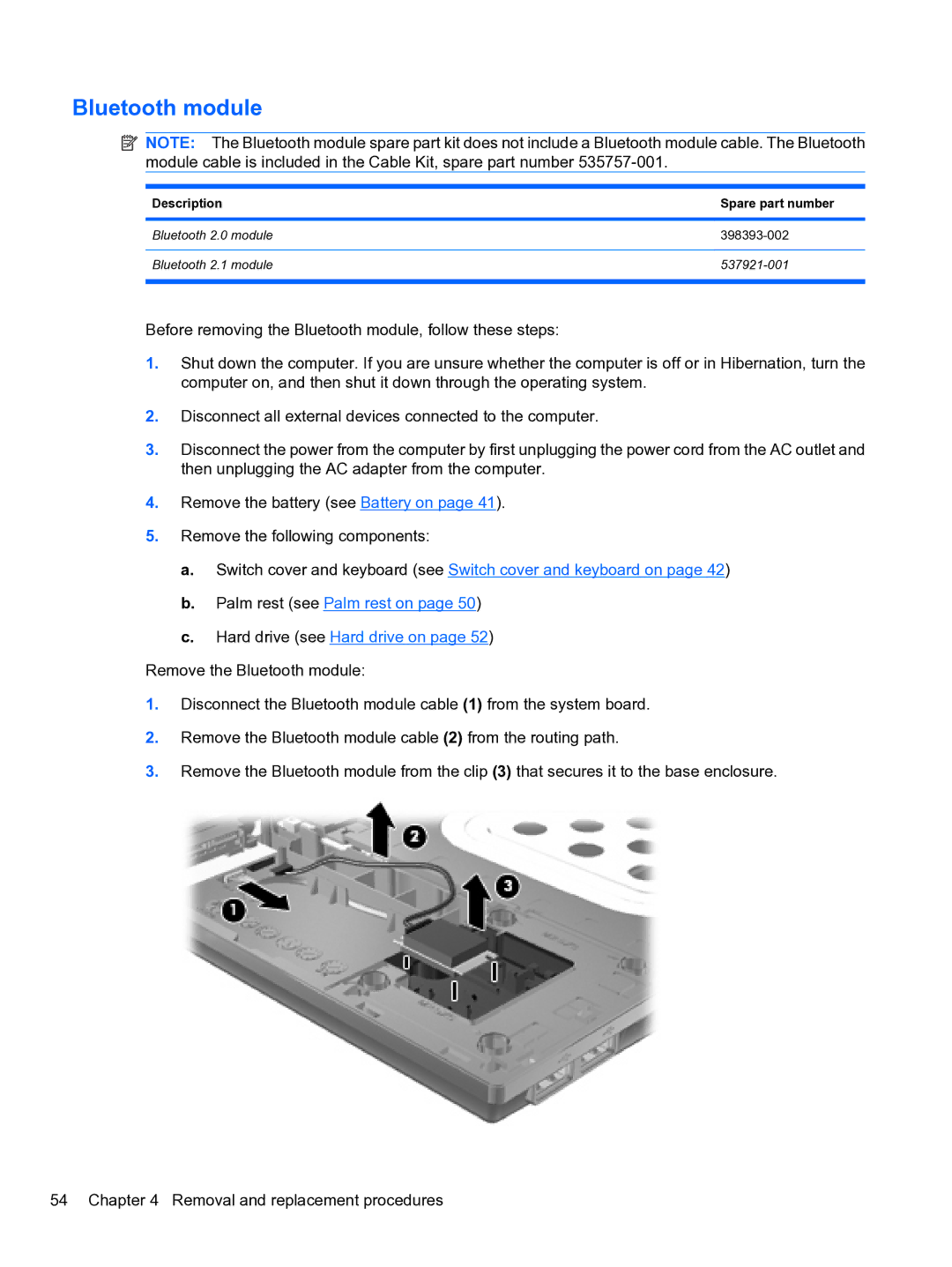 HP 4710S manual Bluetooth module 