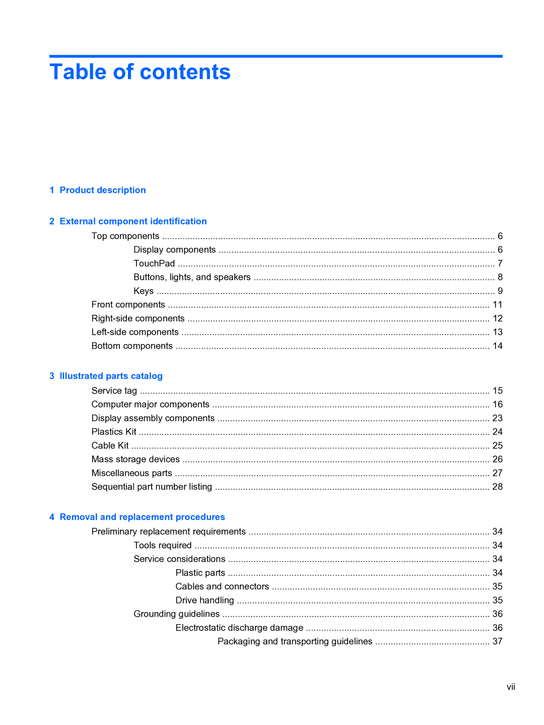 HP 4710S manual Table of contents 