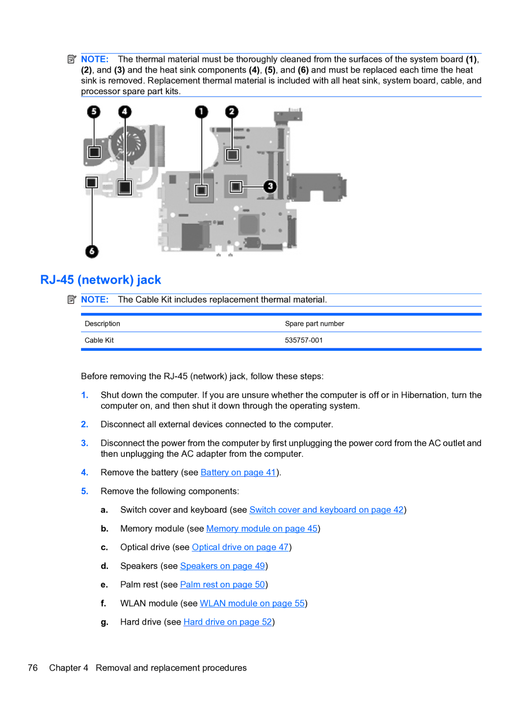 HP 4710S manual RJ-45 network jack 