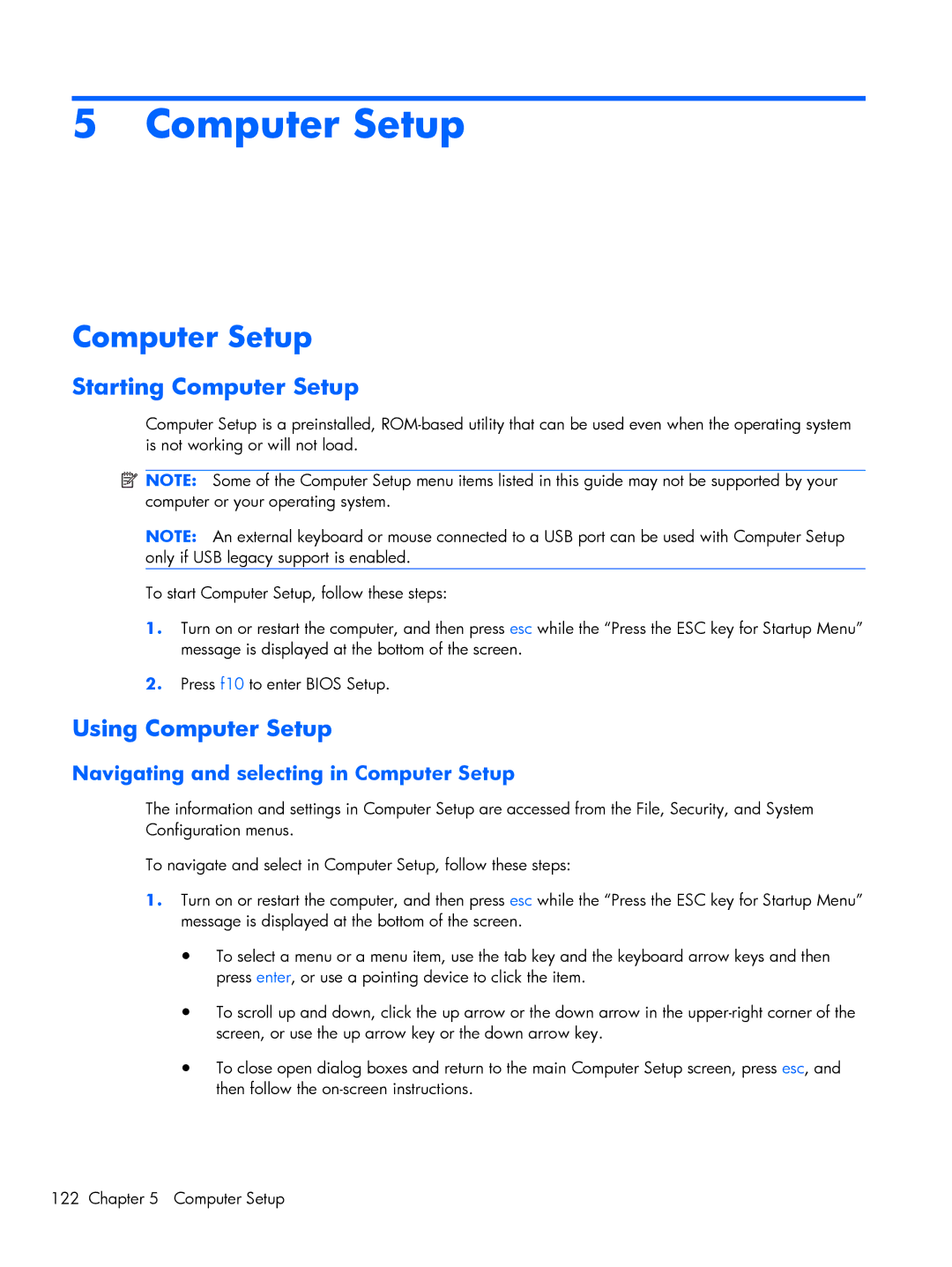 HP 4720S, 4520S manual Starting Computer Setup, Using Computer Setup 