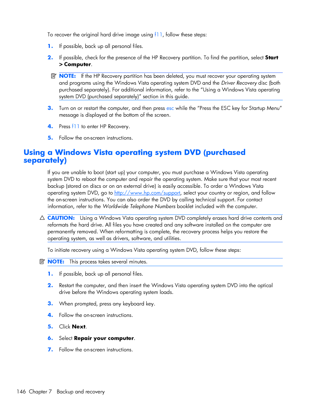 HP 4720S, 4520S manual Follow the on-screen instructions Backup and recovery 