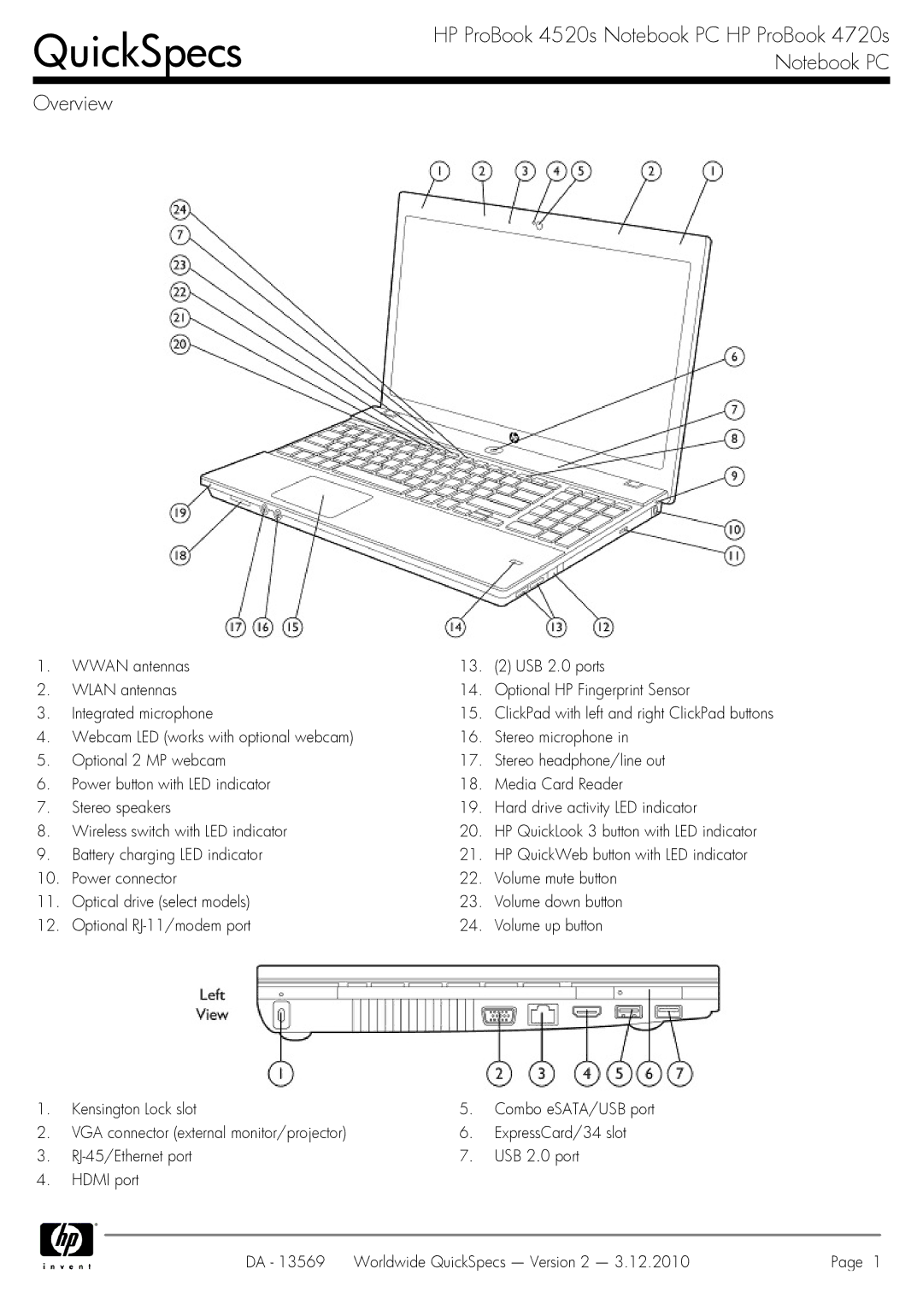 HP 4720S manual QuickSpecs 