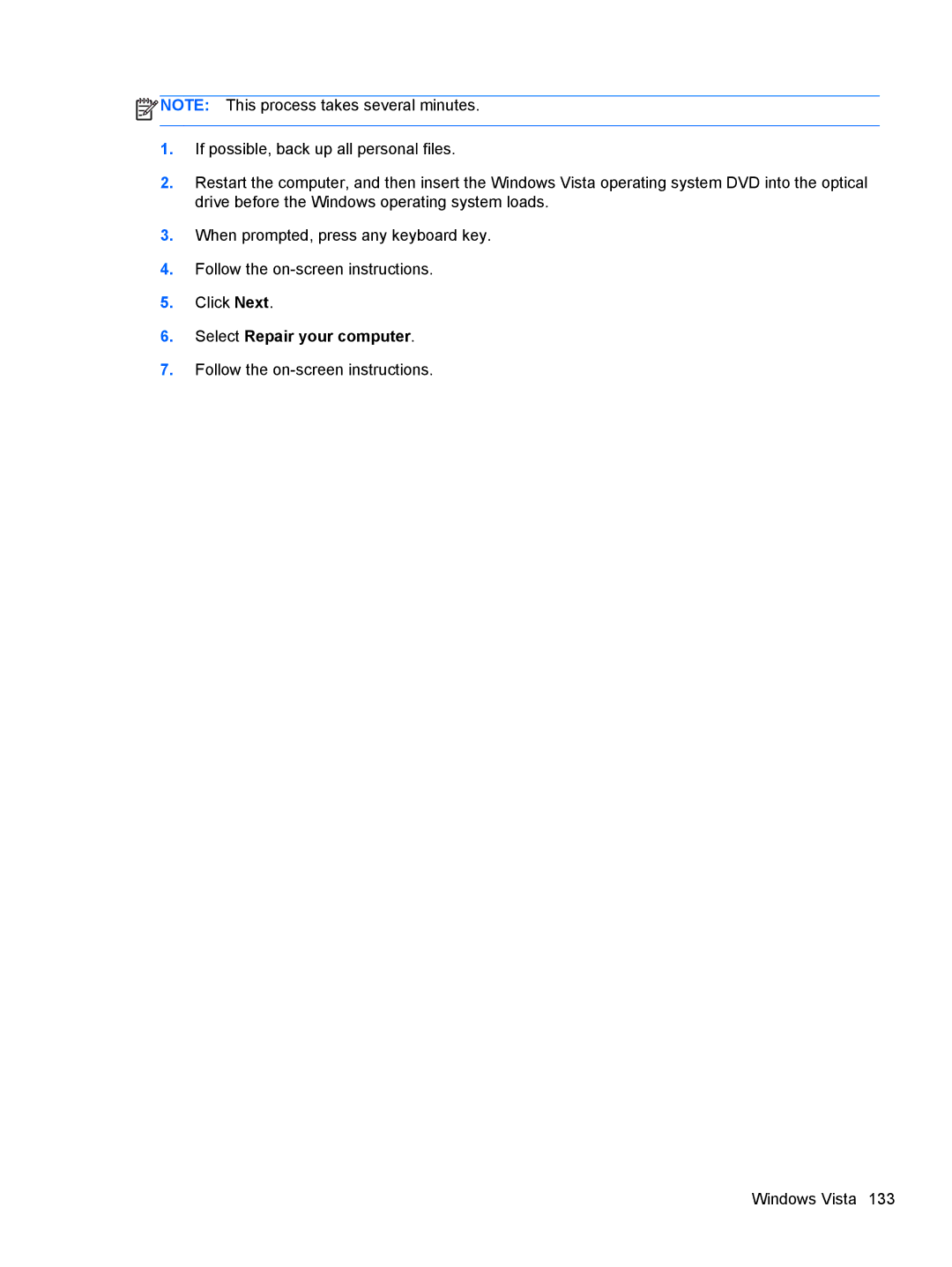 HP 4530S, 4730S manual Follow the on-screen instructions Windows Vista 