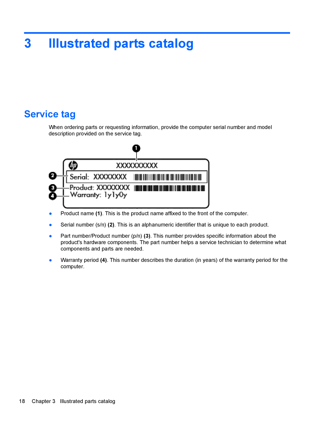 HP 4730S, 4530S manual Illustrated parts catalog, Service tag 