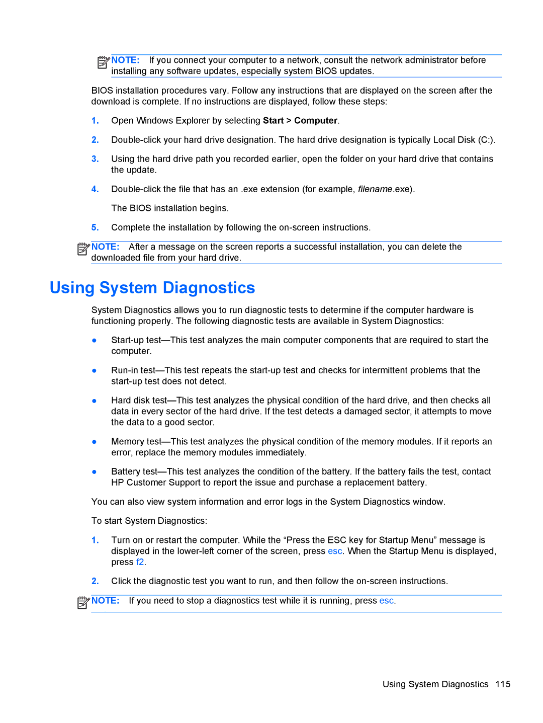 HP 4730s LJ525UT#ABA manual Using System Diagnostics 