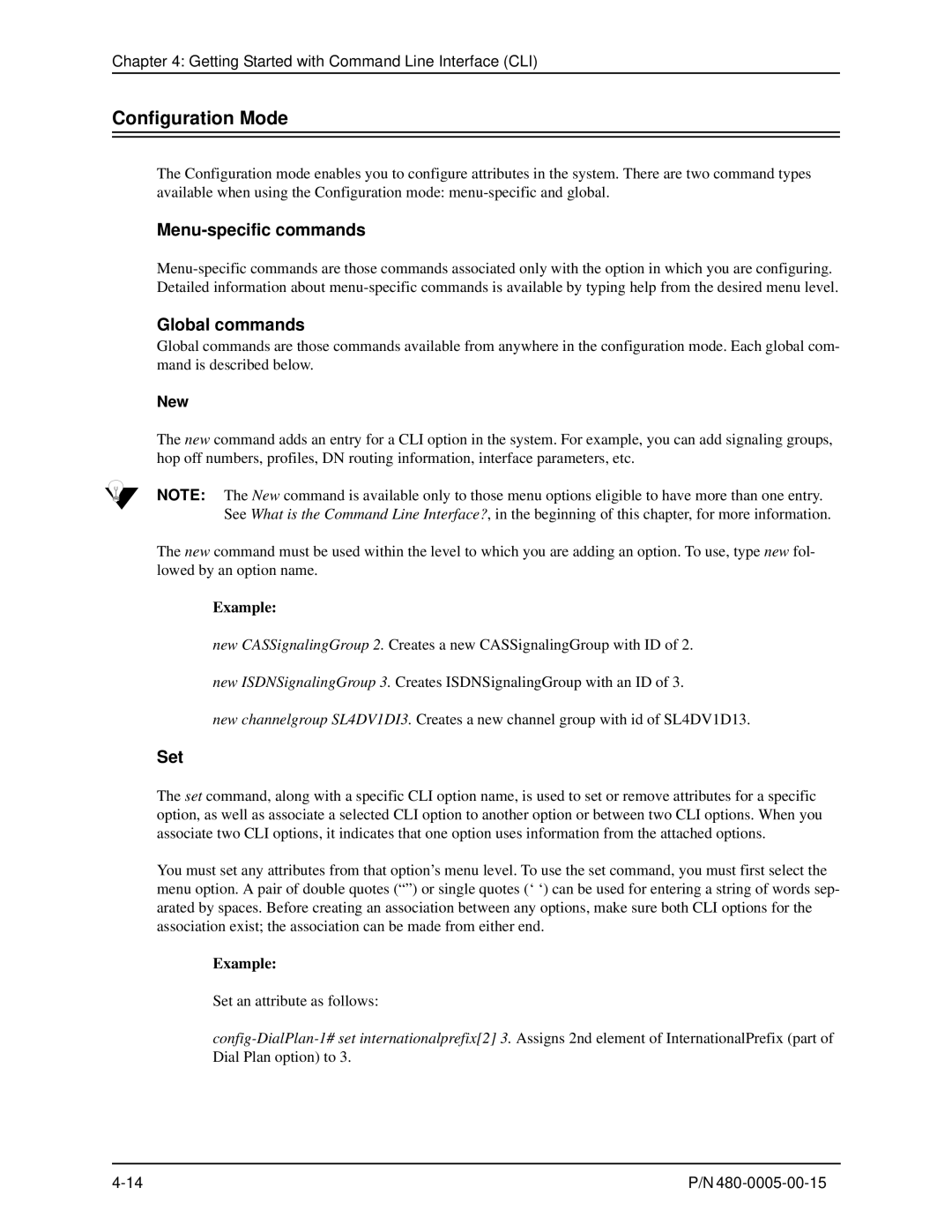 HP 480-0005-00-15 manual Configuration Mode, Menu-specific commands, Set 