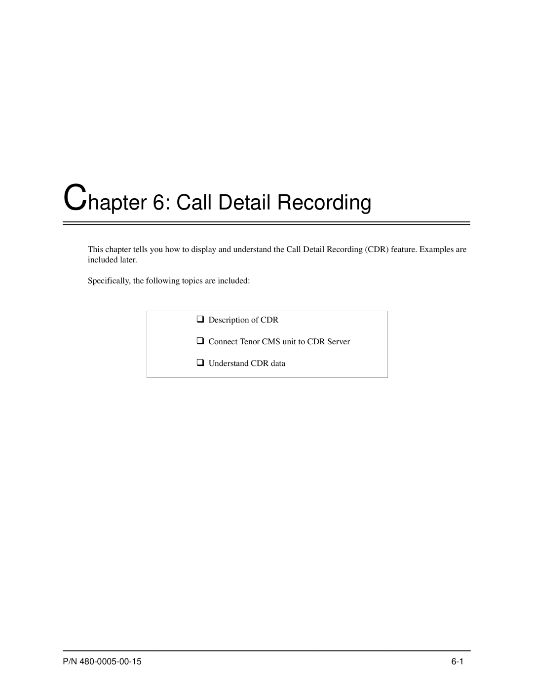 HP 480-0005-00-15 manual Call Detail Recording 