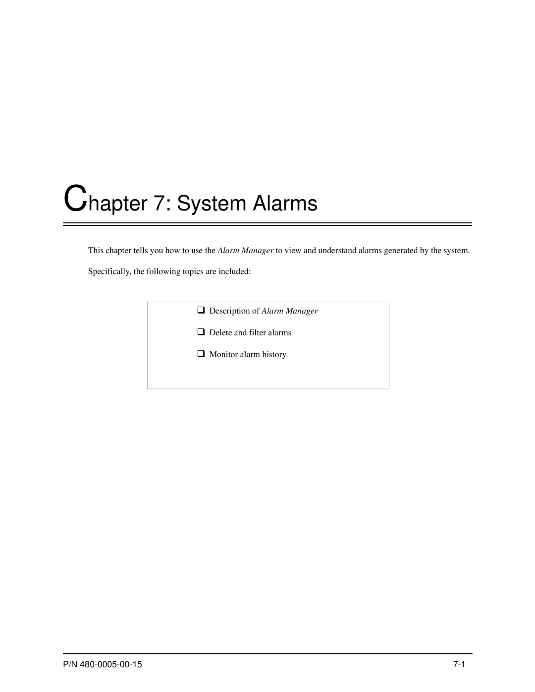 HP 480-0005-00-15 manual System Alarms 