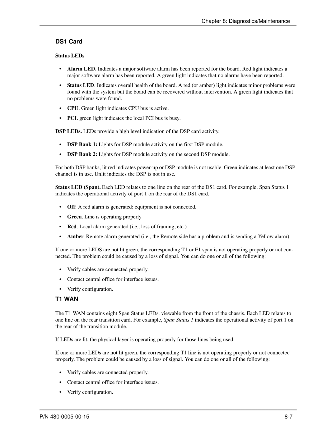 HP 480-0005-00-15 manual DS1 Card, T1 WAN 