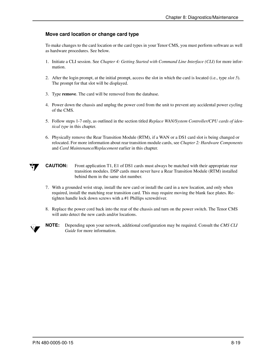 HP 480-0005-00-15 manual Move card location or change card type 